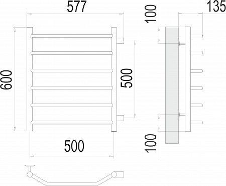 Виктория П6 500х600 бп500 Полотенцесушитель  TERMINUS Клин - фото 3