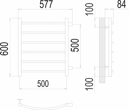Классик П6 500х600 бп500 Полотенцесушитель  TERMINUS Клин - фото 3