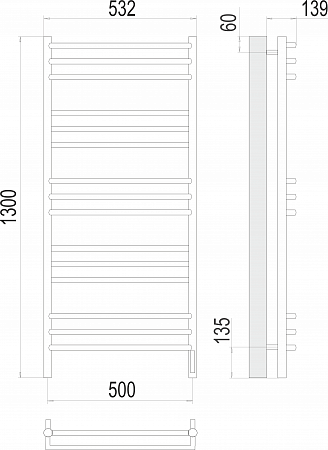 Прато П15 500х1300 электро (sensor quick touch) Полотенцесушитель  TERMINUS Клин - фото 3